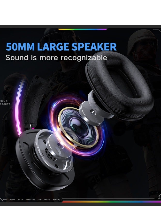 onikuma X33 Gaming Headset USB / Type-C – Noise Reduction Mic. – Cool RGB Light – Body Controller – 50mm Speaker Unit – Comfort Ear Pads – For Mobile, PC, PS 4/5 | Pink - Image 3