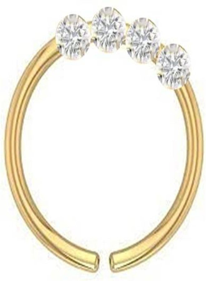 RENU CREATION Gold-Plated Plated Brass, Metal Nose Stud White - Image 2