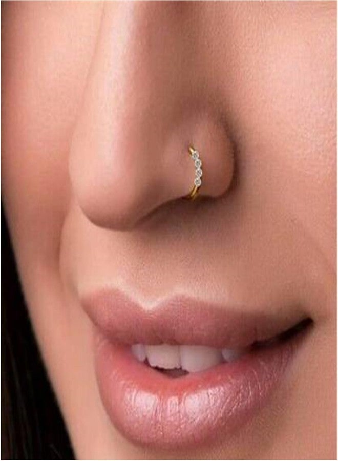 RENU CREATION Gold-Plated Plated Brass, Metal Nose Stud White - Image 1