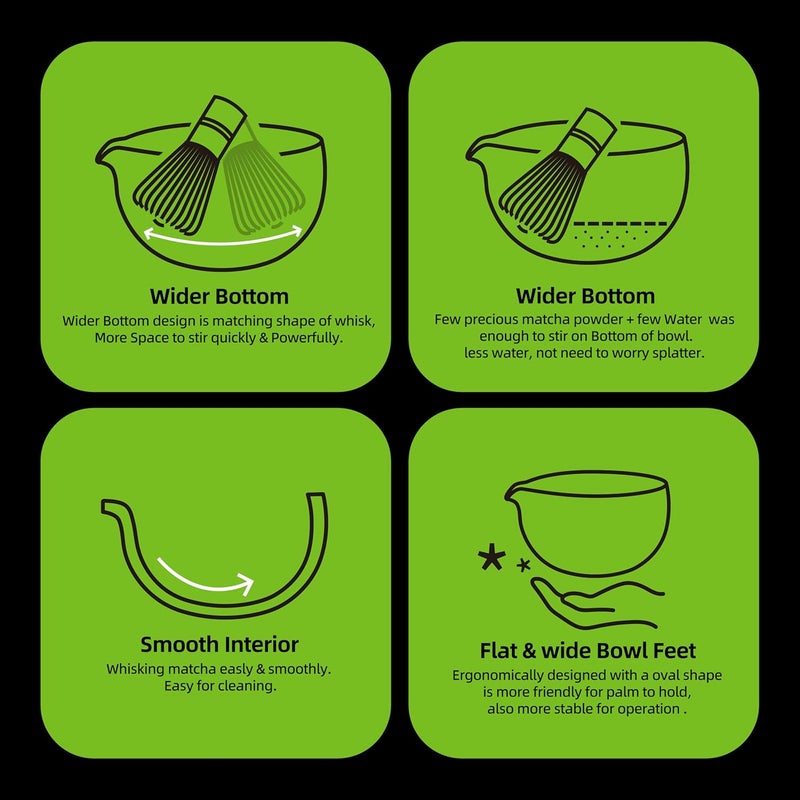 TEANAGOO 2 Pcs Matcha Bowl with Spout, Ceramic 18 OZ Matcha Bowl Set and Whisk Holder, Matcha Chawan, Grey Matcha Cup with Stand, Green Tea Mixing Bowl, Gift Set for Matcha Lover - Image 4