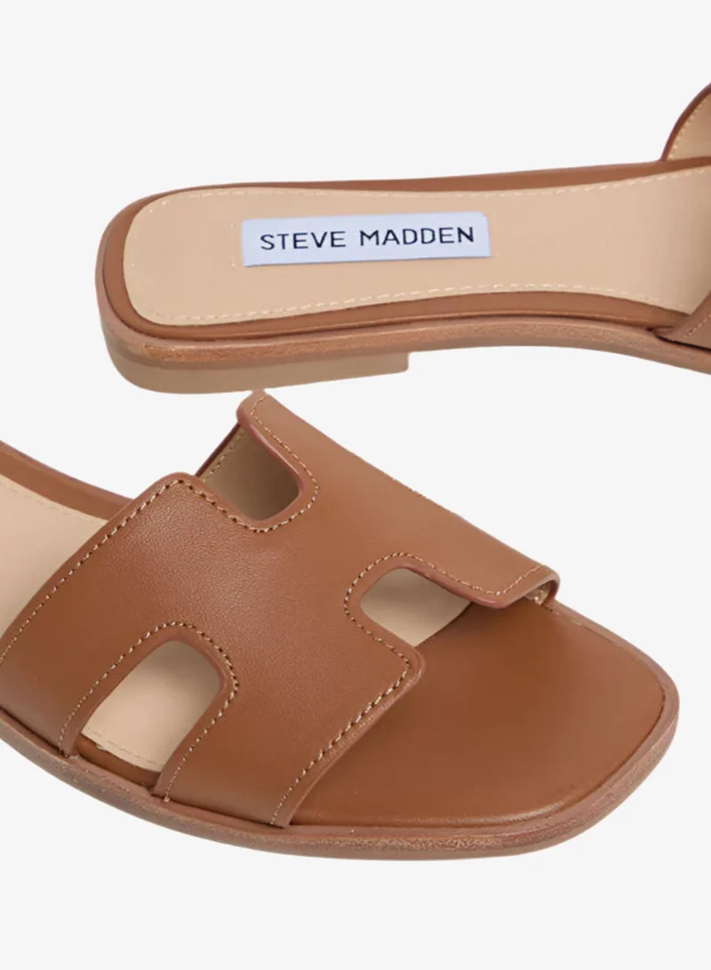 STEVE MADDEN  Hadyn Cognac Leather Flat Sandals for Women | Best Price UAE