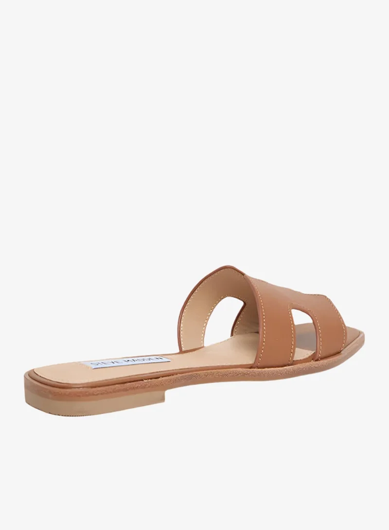 STEVE MADDEN  Hadyn Cognac Leather Flat Sandals for Women | Best Price UAE