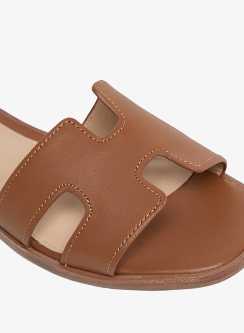 STEVE MADDEN  Hadyn Cognac Leather Flat Sandals for Women | Best Price UAE