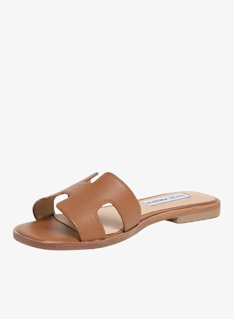 STEVE MADDEN  Hadyn Cognac Leather Flat Sandals for Women | Best Price UAE