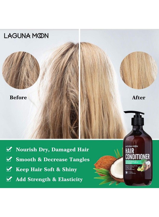 Lagunamoon Avocado and Coconut Hair Conditioner for Damaged Dry Hair, Sulfate & Paraben-Free Hair Deep Conditioner with Sweet Almond Oil & Argan Oil to Moisturize & Nourish for Soft,Smooth Shiny Hair, 16.9oz - Image 5