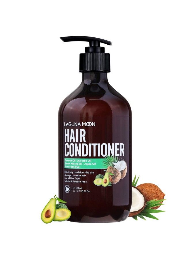 Lagunamoon Avocado and Coconut Hair Conditioner for Damaged Dry Hair, Sulfate & Paraben-Free Hair Deep Conditioner with Sweet Almond Oil & Argan Oil to Moisturize & Nourish for Soft,Smooth Shiny Hair, 16.9oz - Image 1