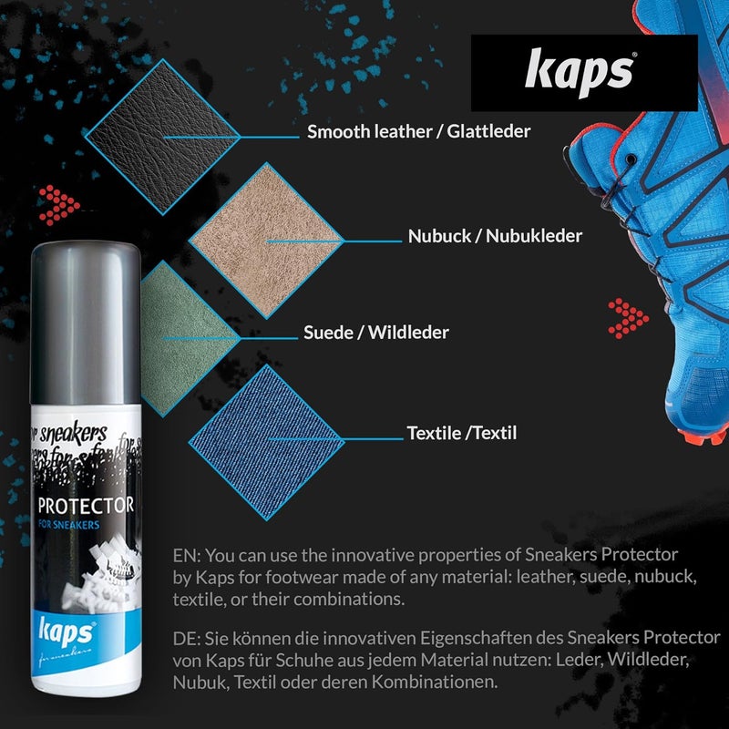 Kaps Sneakers Protector - Environmentally Friendly, Non-Aerosol Water Repellent & Dirt Protection Spray for Sneakers and Casual Shoes - 100ml / 3.38oz - Transparent - Image 3