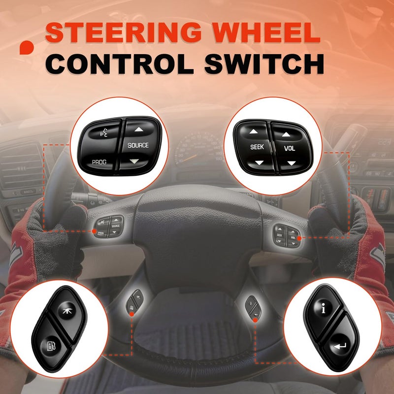 Reeoutdoor Steering Wheel Control Switch Button Replacement for 2003-2009 Silverado Suburban Tahoe Avalanche GMC Sierra Yukon Escalade Replaces# 21997738, 21997739, 1999442, 1999443 - Image 3
