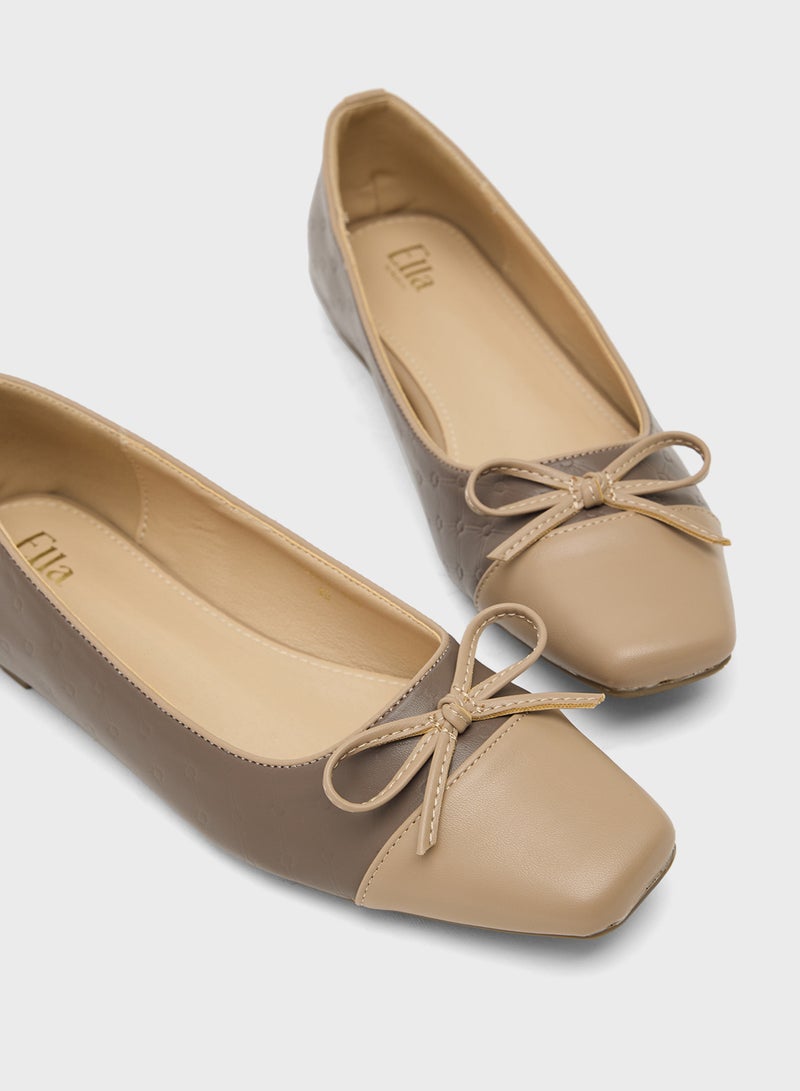 ELLA Contrast Ballerina With Bow - Image 4