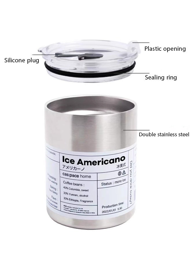 HQ-GAMING Iced American Insulated Coffee Cup with Stainless Steel Straw, Outdoor Travel Cup, Portable Stainless Steel Cup, Inspirational Text Travel Coffee Cup, Unisex (11*8.5cm Gray) - Image 2