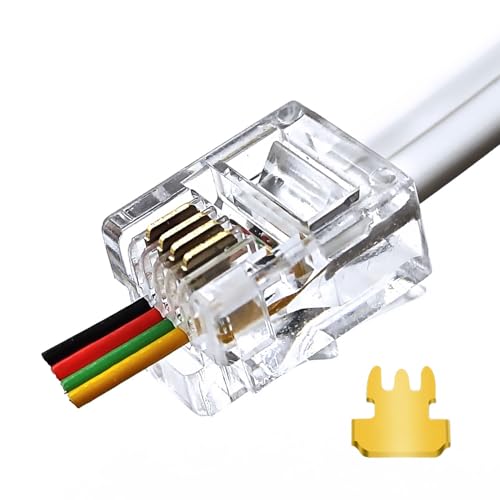 XANHAM RJ11 6P4C Pass Through Connectors(100 Pieces Pack) Telephone Line Cable Wire Male Plug, AV00503 - Image 1