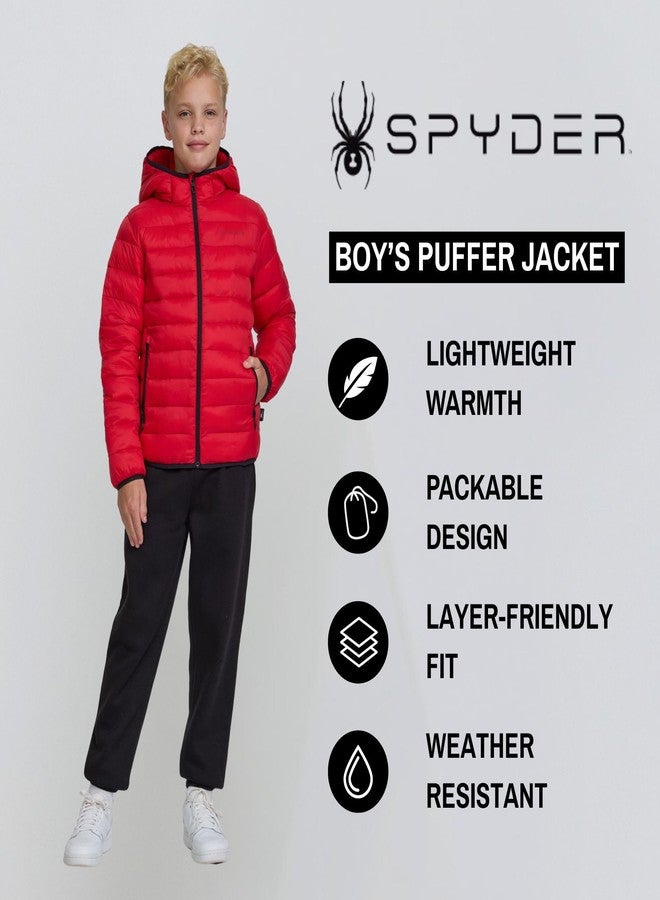 Spyder Packable Boys Puffer Jacket with Hood, Lightweight Boys Winter Jacket, Red, 4 - Image 2