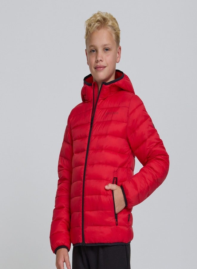 Spyder Packable Boys Puffer Jacket with Hood, Lightweight Boys Winter Jacket, Red, 4 - Image 4