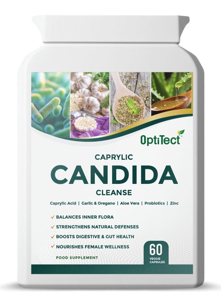 Caprylic Cleanse – 60 Veggie Capsules | With Caprylic Acid, Herbs & Probiotics | Supports Digestive & Gut Health