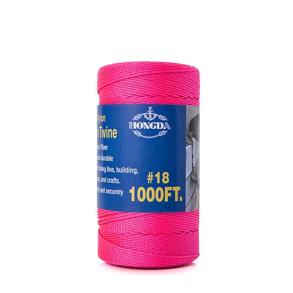 HONGDA Mason Line, 1000 Feet #18 Braided Nylon Mason line String Perfect for Masonry Jobs and for The Layout of General Construction, Gardening, DIY Project, Fluorescent Pink - Image 1