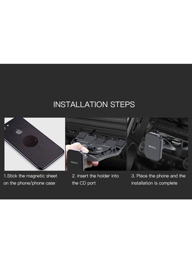 Yesido Car Magnetic CD Slot Phone Grips Stand Black - Image 2
