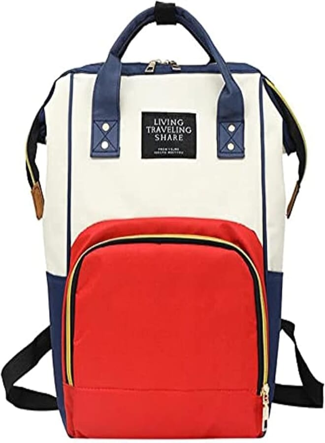 Fashion Mummy Diaper Bag Large Capacity Waterproof with Back Hide Pocket Multifunction Use for Travel Backpack, Tote Handbag and Baby Stroller Hang Bag - MultiColor - 2725202221678 