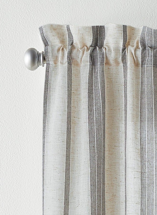 CHF McKenzie Striped Window Kitchen Curtain Swag Pair, Rod Pocket, 27W x 30L inch, Grey (Grey, 30-inch Swag Pair) - Image 3