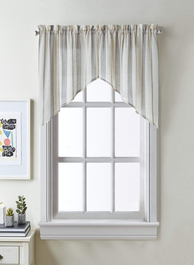 CHF McKenzie Striped Window Kitchen Curtain Swag Pair, Rod Pocket, 27W x 30L inch, Grey (Grey, 30-inch Swag Pair) - Image 1
