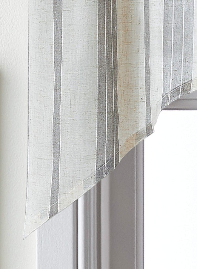 CHF McKenzie Striped Window Kitchen Curtain Swag Pair, Rod Pocket, 27W x 30L inch, Grey (Grey, 30-inch Swag Pair) - Image 2