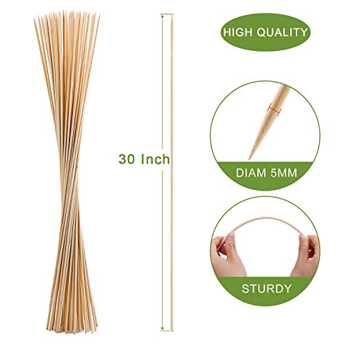 NadaKin 60 PCS Bamboo Marshmallow Roasting Sticks, SMores Skewers for Fire Pit, Extra Long 30 Inch Heavy Duty 5mm Thick Wooden SMores Sticks for Open Fire Pits Roaster Barbecue Hot Dog Camping Kebab Sausage - Image 2