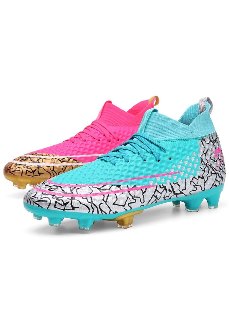 Loquat High-Top Cleats Competition Sports Football Shoes Blue/Pink  - Image 1