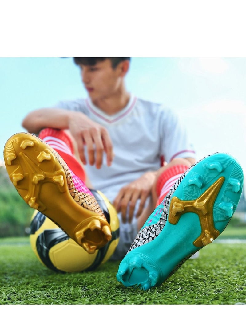 Loquat High-Top Cleats Competition Sports Football Shoes Blue/Pink  - Image 2