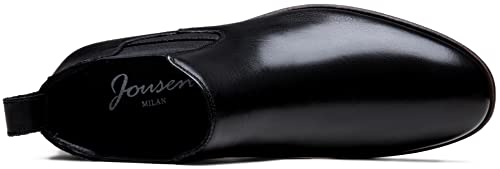 Jousen Men's Chelsea Boots Leather Lightweight Casual Chukka Ankle Boots Classic Elastic Dress Boots for Men (AMY8155A Black 9) - Image 5