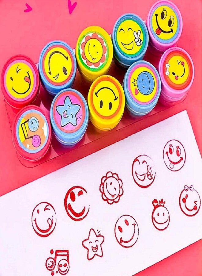 Brille Bee Kids Emoji Smile Face Stamps, Pack of 10, Toy Stamp Set (Smiley Emoji Stamps) - Image 2