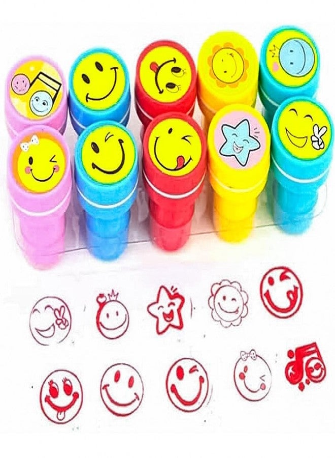 Brille Bee Kids Emoji Smile Face Stamps, Pack of 10, Toy Stamp Set (Smiley Emoji Stamps) - Image 1