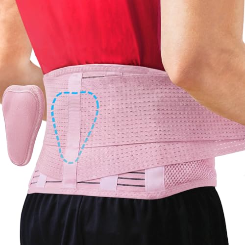 Sparthos Back Support Belt Immediate Relief from Back Pain Herniated Disc Breathable Brace With Lumbar Pad Lower Backbrace For Men Women Fits 2431 Waist PinkXS Check Size Chart - Image 2