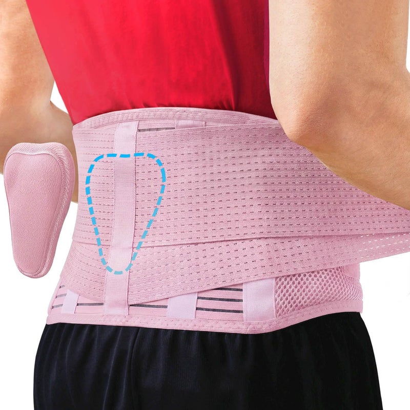 Sparthos Back Support Belt Immediate Relief from Back Pain Herniated Disc Breathable Brace With Lumbar Pad Lower Backbrace For Men Women Fits 2431 Waist PinkXS Check Size Chart - Image 3