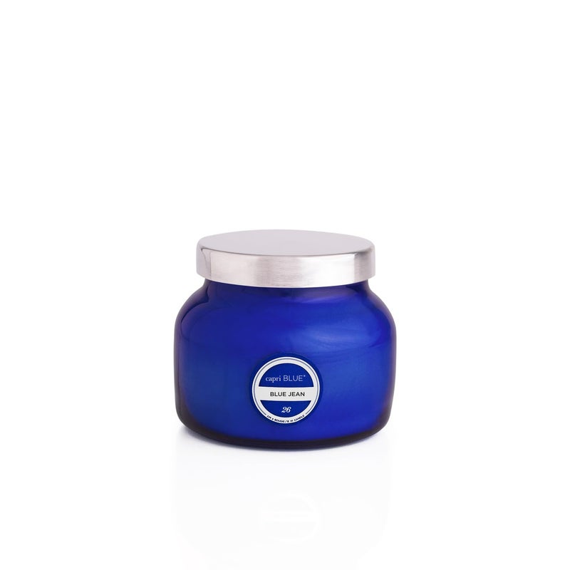 Capri Blue Scented Candles  Soy Candle Wax Blend  Jar Candles  Blue Candle Gifts for Women  Men  Luxury Candles for Home Scented with Citrus White Musk  Patchouli  Blue Jean 8 oz