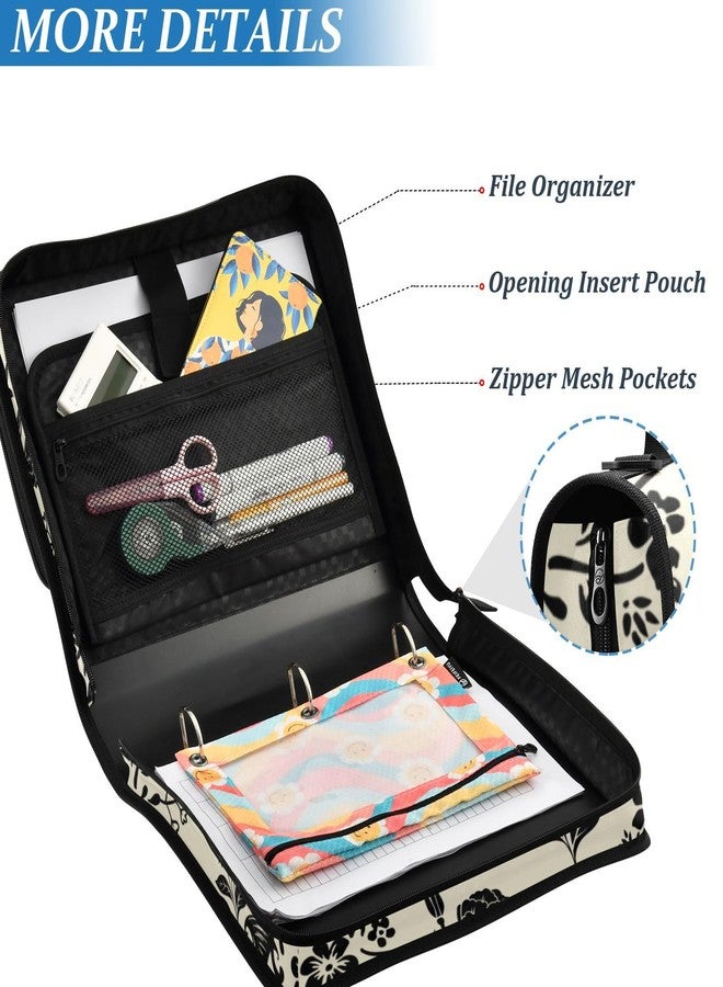XUWU Goth Bat Flowers Binder Bag 3 Ring Zipper with Handle Shoulder Strap for School Work Office Organizer Storage Case - Image 3