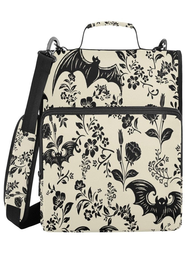 XUWU Goth Bat Flowers Binder Bag 3 Ring Zipper with Handle Shoulder Strap for School Work Office Organizer Storage Case - Image 1