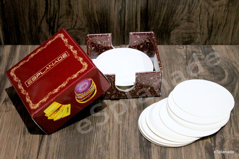 eSplanade Disposable Paper Coasters - Use and Throw Reversible Round Paper Coasters - Set of 100 - White - Image 5