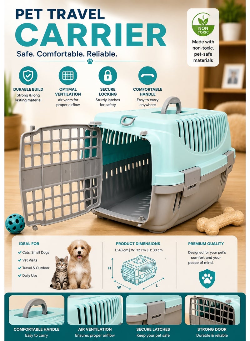 Portable Pet Carrier Cage – Secure Travel Crate for Cats & Small Pets – Ventilated Lightweight Pet Transport Box with Carry Handle - Image 1