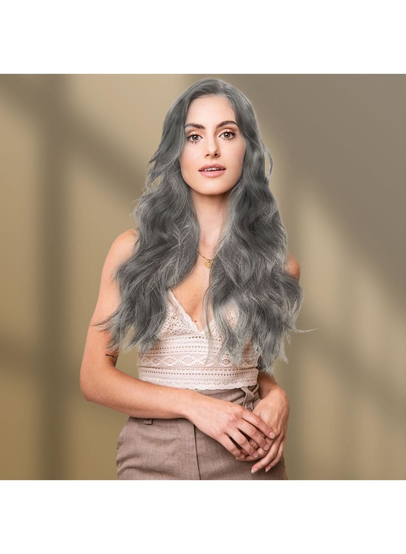 SYOSI Long Wavy Wig with Soft Synthetic Fibers for Natural Look and Full Volume, Adjustable Cap and Easy to Style, Ideal for Cosplay, Daily Wear, Parties for Women and Girls (Silver Grey) - Image 2
