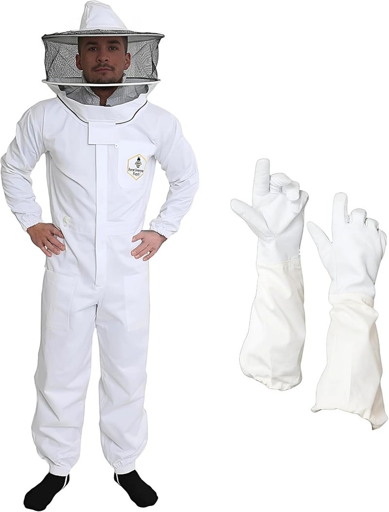 FOREST BEEKEEPING SUPPLY Professional Bee Suit for Men and Women, Beekeeping Suit with Bee gloves, 100% Cotton Beekeeping Suits Outfit for Hobbyists, Backyard & Commercial keepers - XL - Image 1