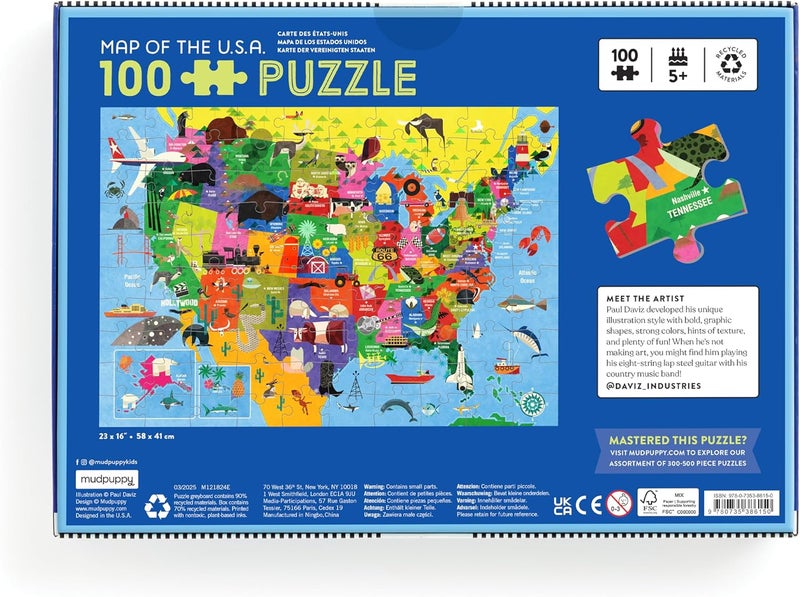 Mudpuppy Map of the U.S.A. 100 Piece Puzzle - Image 3
