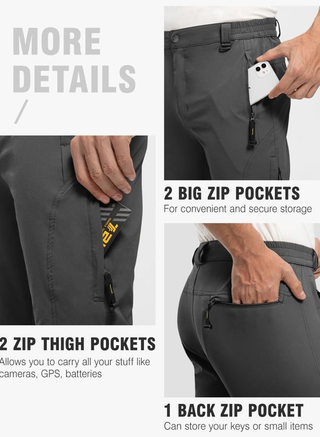 TBMPOY Men's Lightweight Hiking Pants Quick Dry Mountain Fishing Camping Travel Outdoor Pants Thin Dark Grey S - Image 5