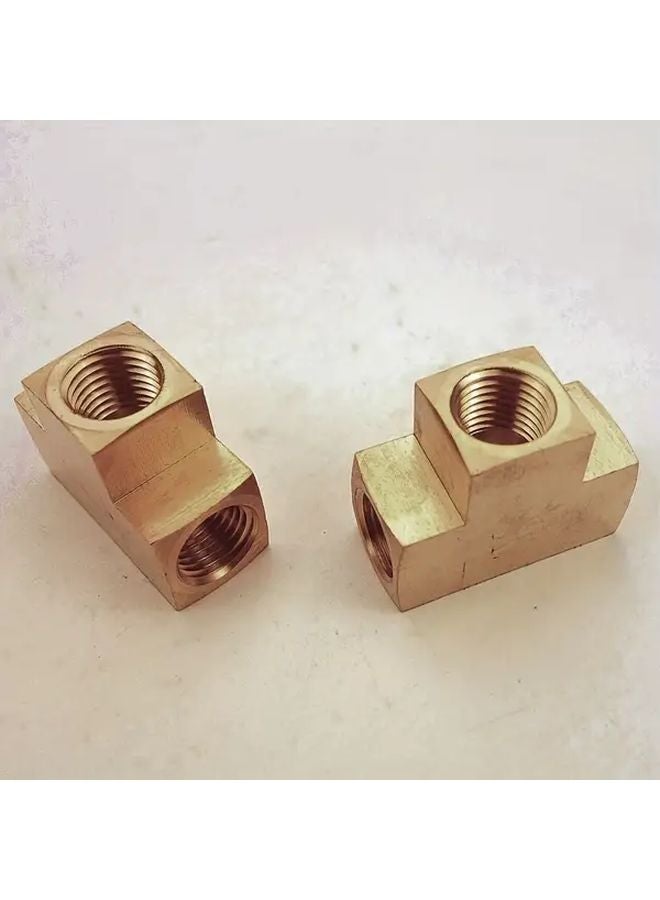 2 Packs 1 4 NPT Female Brass Tee Fittings For Air Compressor Gas Line - Image 1