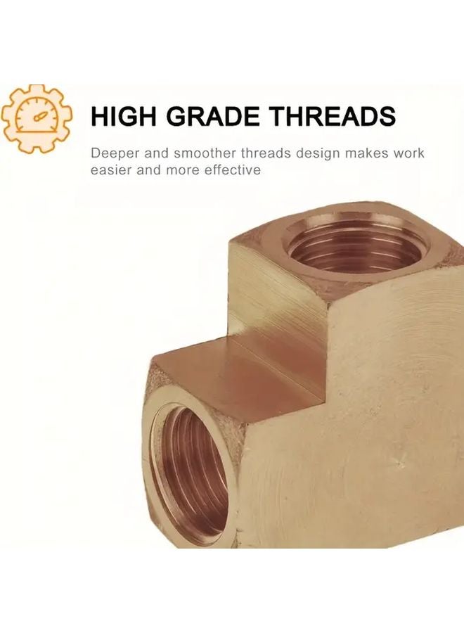 2 Packs 1 4 NPT Female Brass Tee Fittings For Air Compressor Gas Line - Image 5