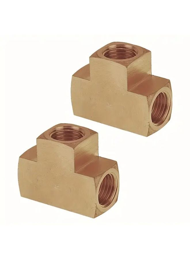 2 Packs 1 4 NPT Female Brass Tee Fittings For Air Compressor Gas Line - Image 2