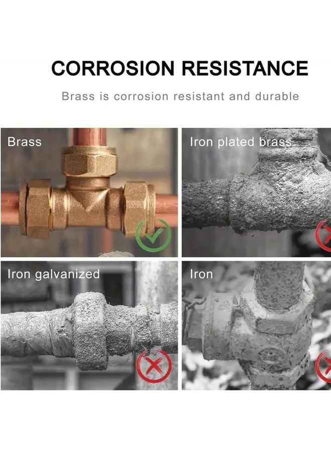 2 Packs 1 4 NPT Female Brass Tee Fittings For Air Compressor Gas Line - Image 3