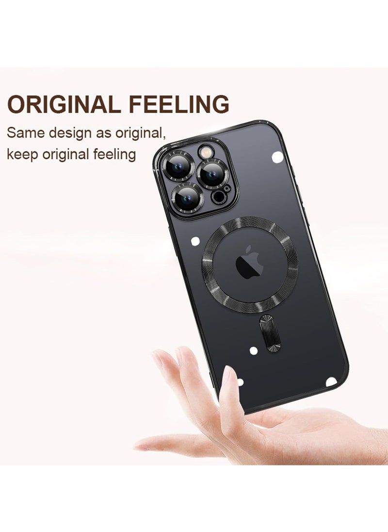 Magnetic Case for iPhone 16 Pro Max with Mag Safe Full Camera Lens Protection Color Plating Soft Clear Phone Case for iPhone 16 Pro Max
