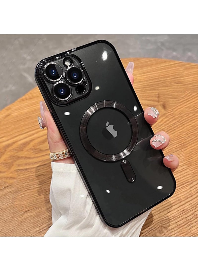 Magnetic Case for iPhone 16 Pro Max with Mag Safe Full Camera Lens Protection Color Plating Soft Clear Phone Case for iPhone 16 Pro Max