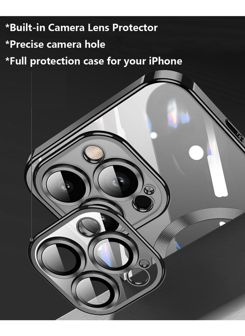 Magnetic Case for iPhone 16 Pro Max with Mag Safe Full Camera Lens Protection Color Plating Soft Clear Phone Case for iPhone 16 Pro Max