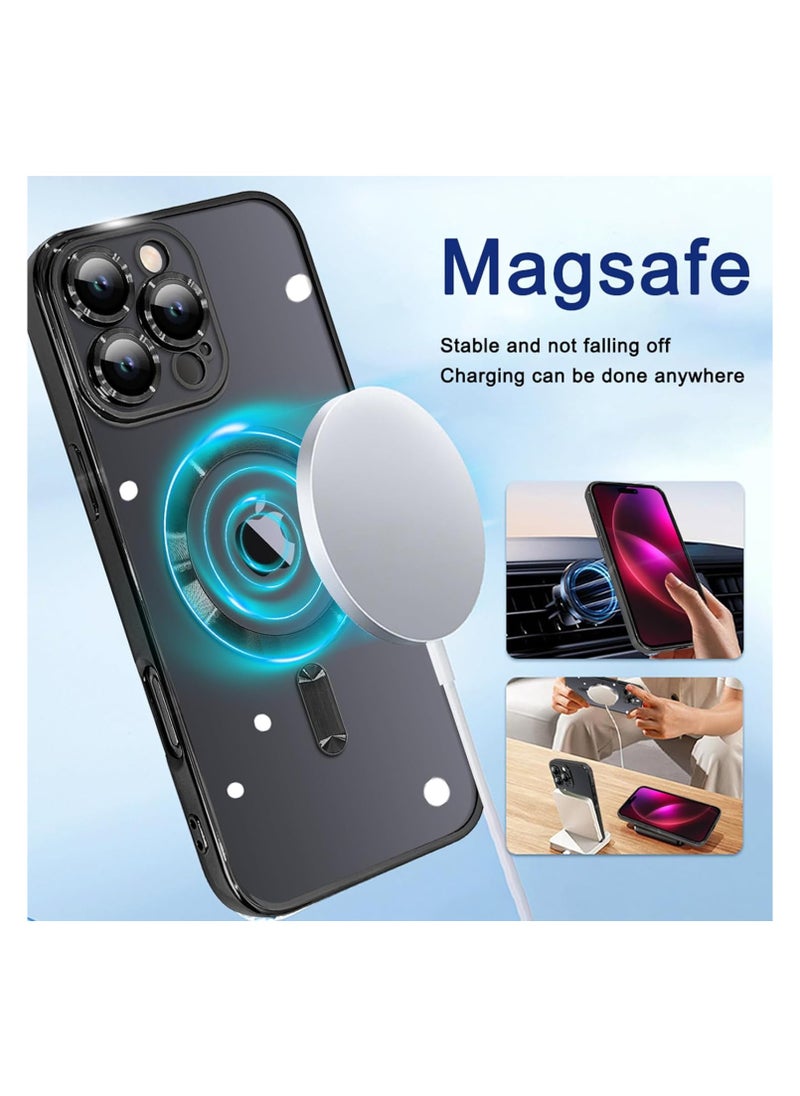 Magnetic Case for iPhone 16 Pro Max with Mag Safe Full Camera Lens Protection Color Plating Soft Clear Phone Case for iPhone 16 Pro Max