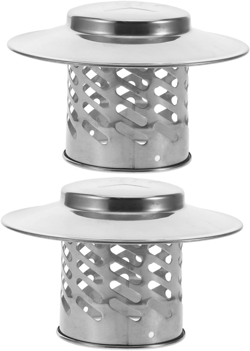 VOSAREA Chimney Caps Prevent Water and Debris Entry 2pcs Stainless Steel with Mesh Screen, Round Cone-Shaped Roof Vent Covers for Wood Stove Flue for Indoor Fireplaces and Outdoor Roof - Image 1